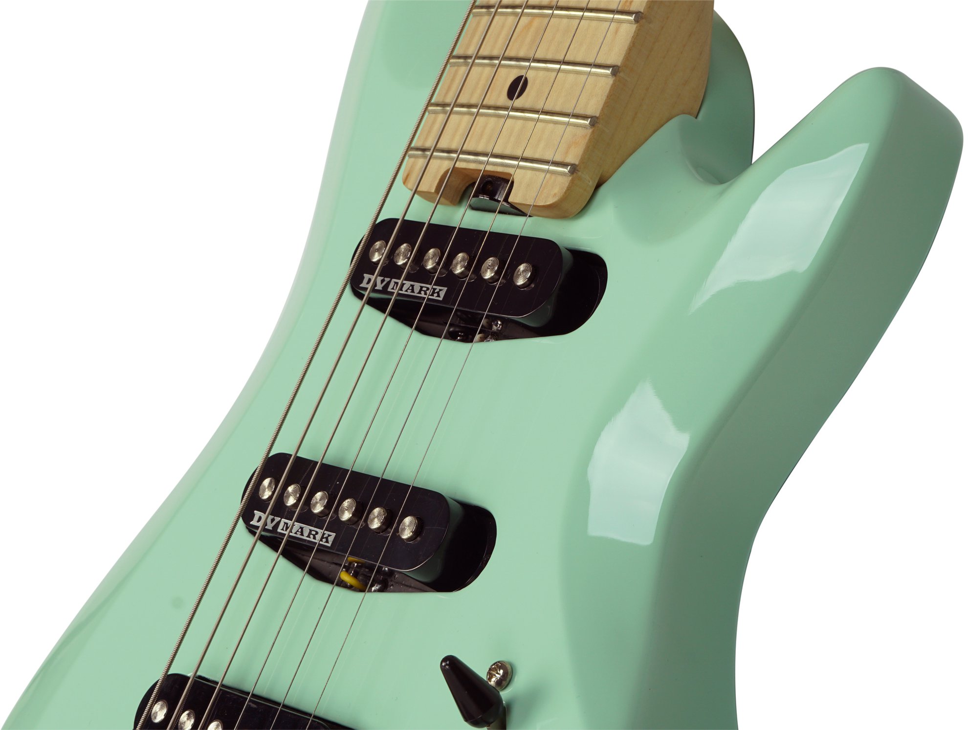 Dv Mark Dv Little Guitar F1 Hss Trem Mn - Carribean Green - Elektrische reisgitaar - Variation 2