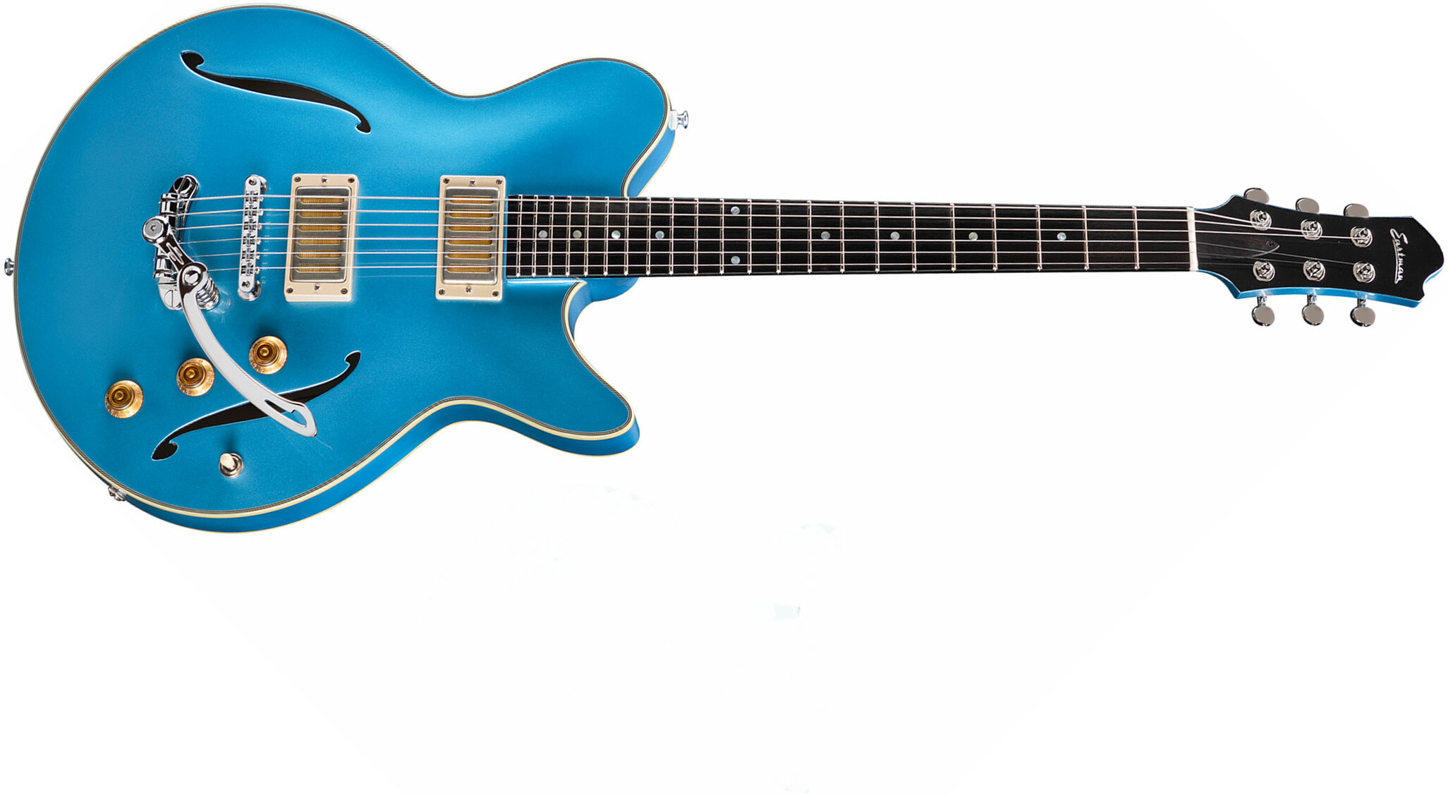 Eastman Romeo La Thinline Laminate 2p90 Seymour Duncan Trem Eb - Celestine Blue - Semi hollow elektriche gitaar - Main picture