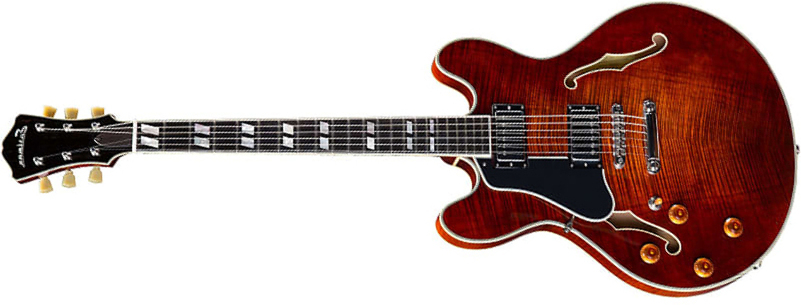 Eastman T486 Thinline Laminate Gaucher Tout Erable Hh Seymour Duncan Ht Eb - Classic - Linkshandige elektrische gitaar - Main picture