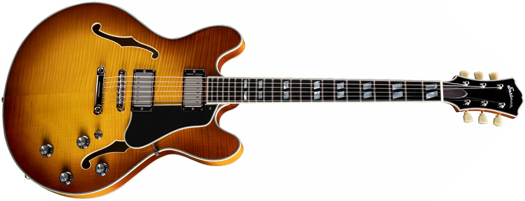Eastman T486 Thinline Laminate Tout Erable Hh Seymour Duncan Ht Eb - Goldburst - Semi hollow elektriche gitaar - Main picture