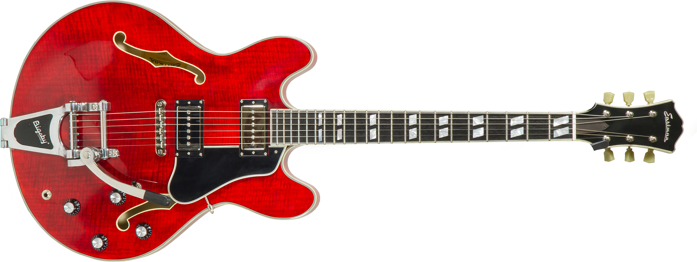 Eastman T486b Thinline Laminate Tout Erable Ss Seymour Duncan Bigsby Eb - Red - Semi hollow elektriche gitaar - Main picture