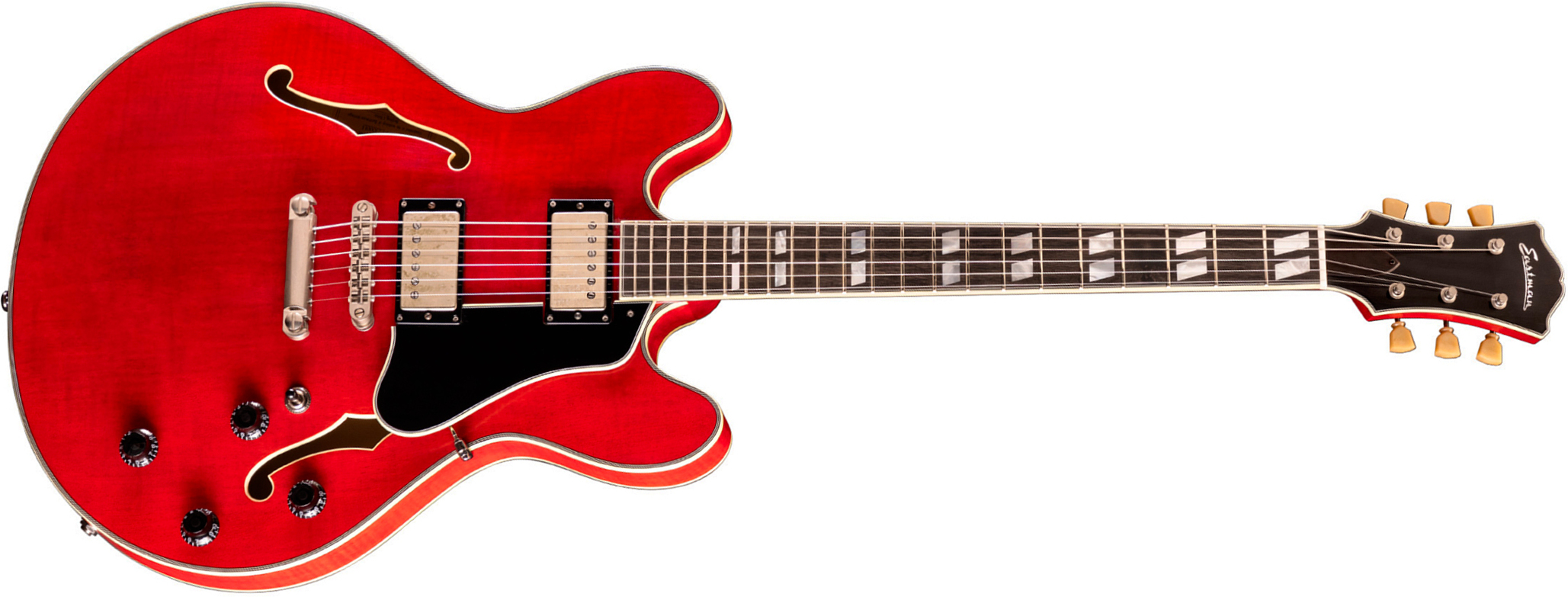 Eastman T59/tv Thinline 2h Seymour Duncan Ht Eb - Truetone Vintage Gloss Red - Single cut gitaar - Main picture
