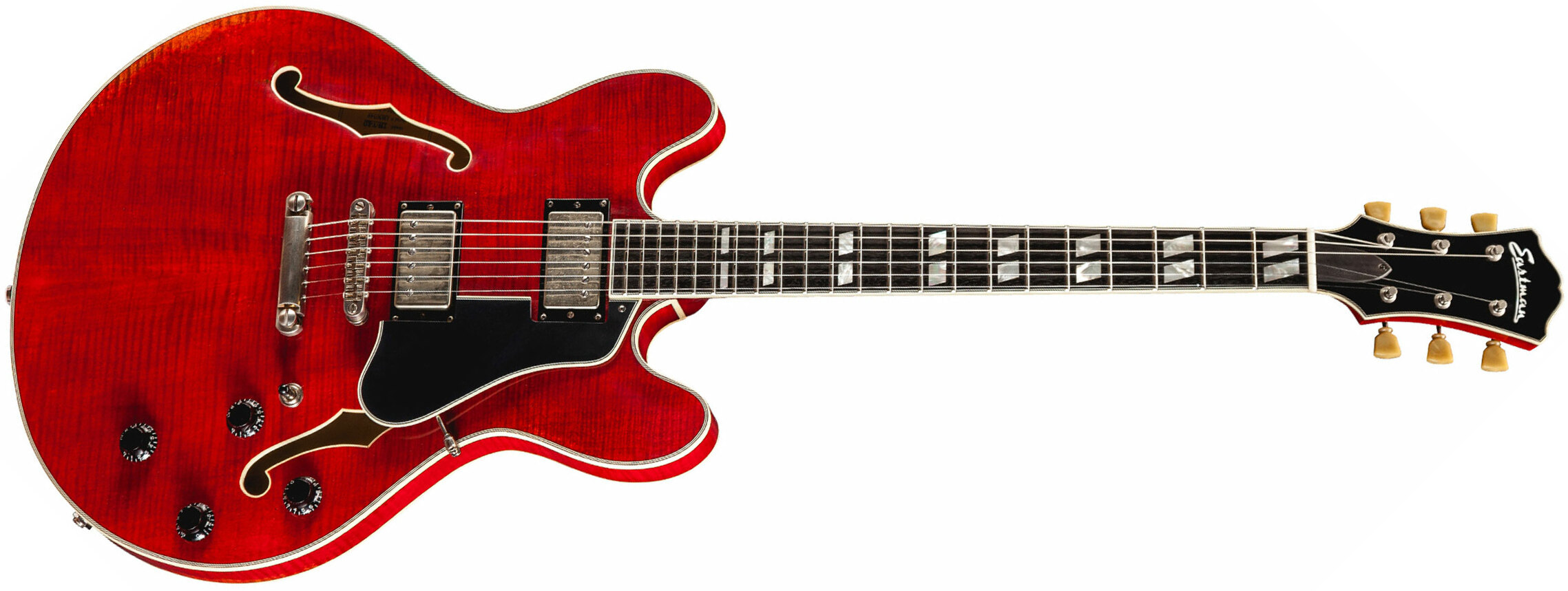 Eastman T59v Thinline Laminate Hh Lollar Ht Eb - Red - Semi hollow elektriche gitaar - Main picture