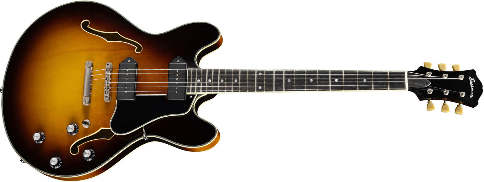 Eastman T60/tv Thinline 2s P90 Lollar Ht Eb - Truetone Gloss Sunburst - Semi hollow elektriche gitaar - Main picture