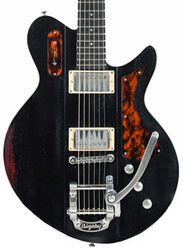 Retro-rock elektrische gitaar Eastman Juliet Humbuckers Bigsby - Antique varnish black 