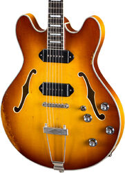 Semi hollow elektriche gitaar Eastman T64/v Thinline Laminate - Antique gold burst