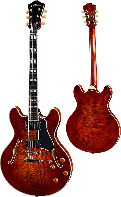 Eastman T486 Thinline Laminate Gaucher Tout Erable Hh Seymour Duncan Ht Eb - Classic - Linkshandige elektrische gitaar - Variation 1