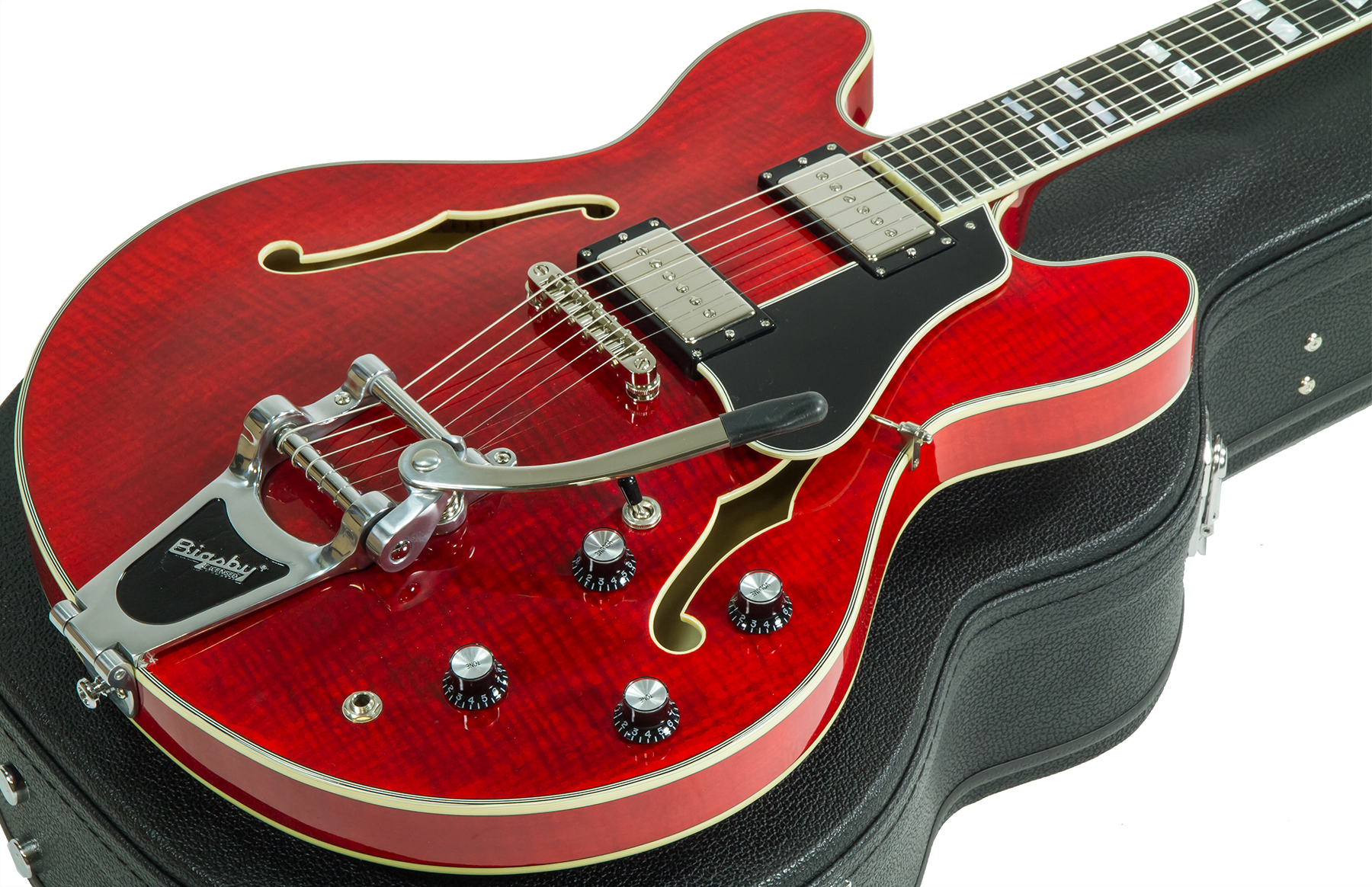 Eastman T486b Thinline Laminate Tout Erable Ss Seymour Duncan Bigsby Eb - Red - Semi hollow elektriche gitaar - Variation 1
