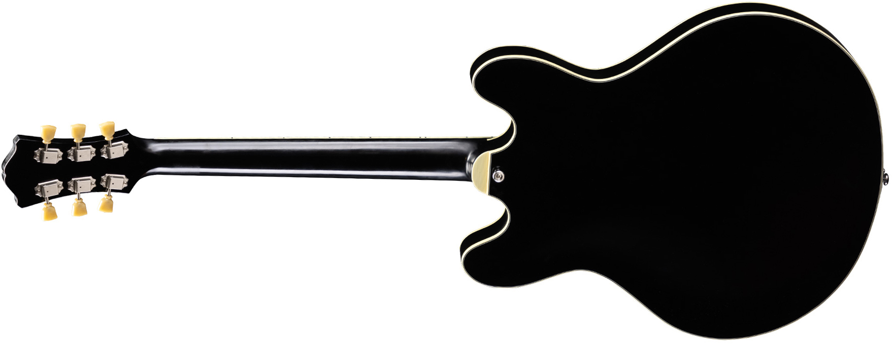 Eastman T64/tv Thinline 2s P90 Lollar Bigsby Eb - Truetone Vintage Gloss Black - Semi hollow elektriche gitaar - Variation 1