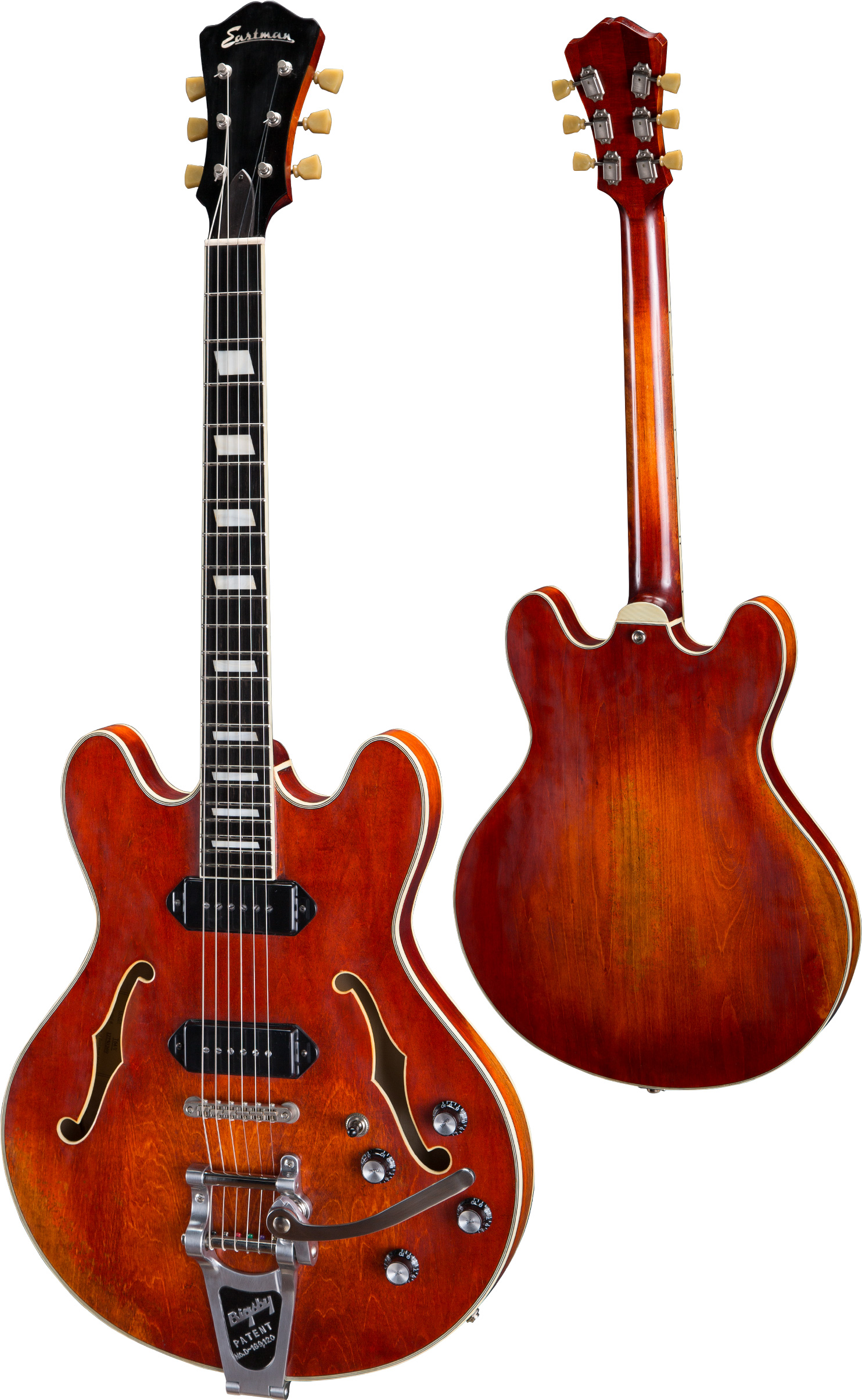Eastman T64/v Thinline Laminate Tout Erable 2p90 Lollar Trem Bigsby Eb - Classic - Semi hollow elektriche gitaar - Variation 1