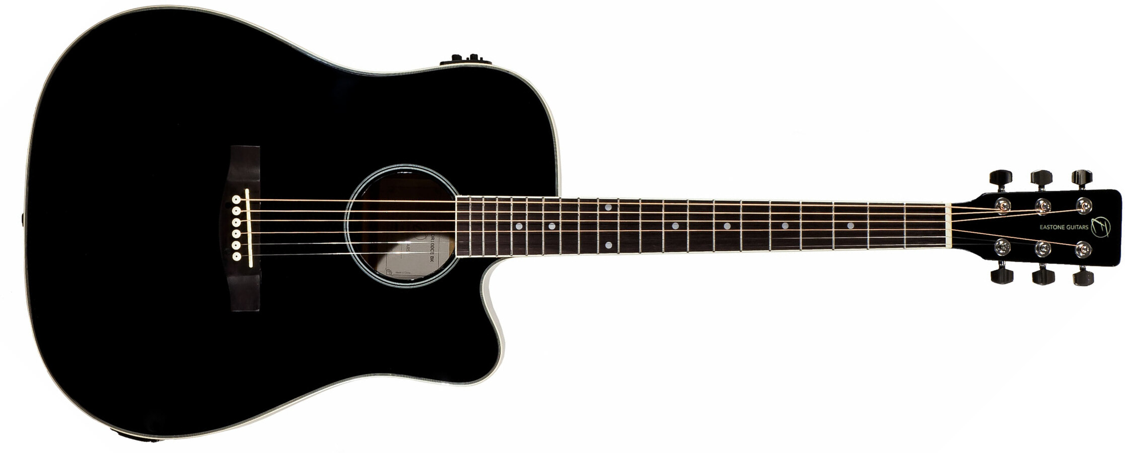 Eastone Dr100ce-blk Dreadnought Cw Epicea Okuman - Black - Elektro-akoestische gitaar - Main picture