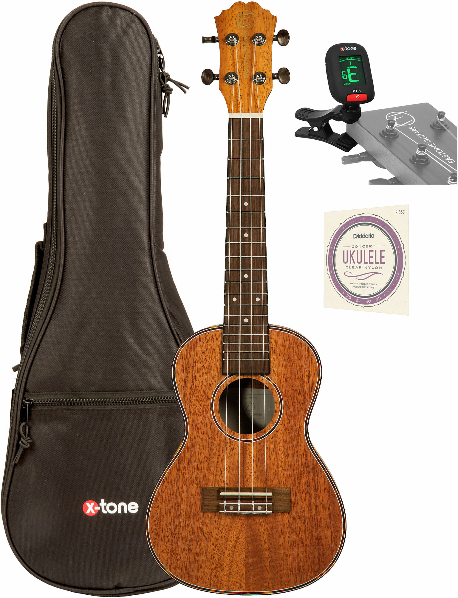 Eastone E6c23 Concert Tout Acajou Noy  +x-tone 3110 Tuner / 2021 Bag / D'addario Ej65c Matte - Ukelele pakket - Main picture