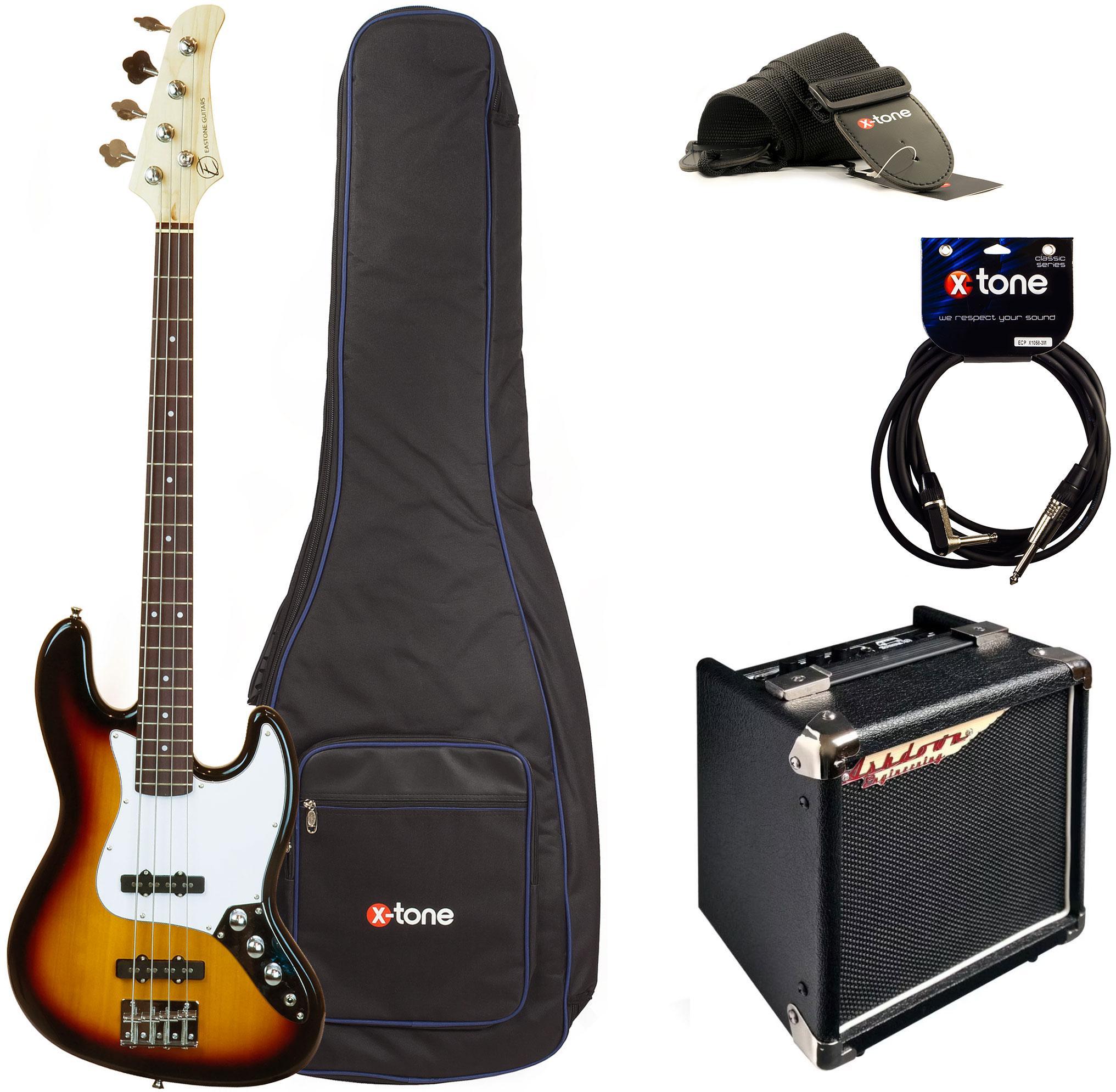 Elektrische bas set Eastone JAB +Ashdown Studio Tour Bus +Accessoires - 3 tone sunburst