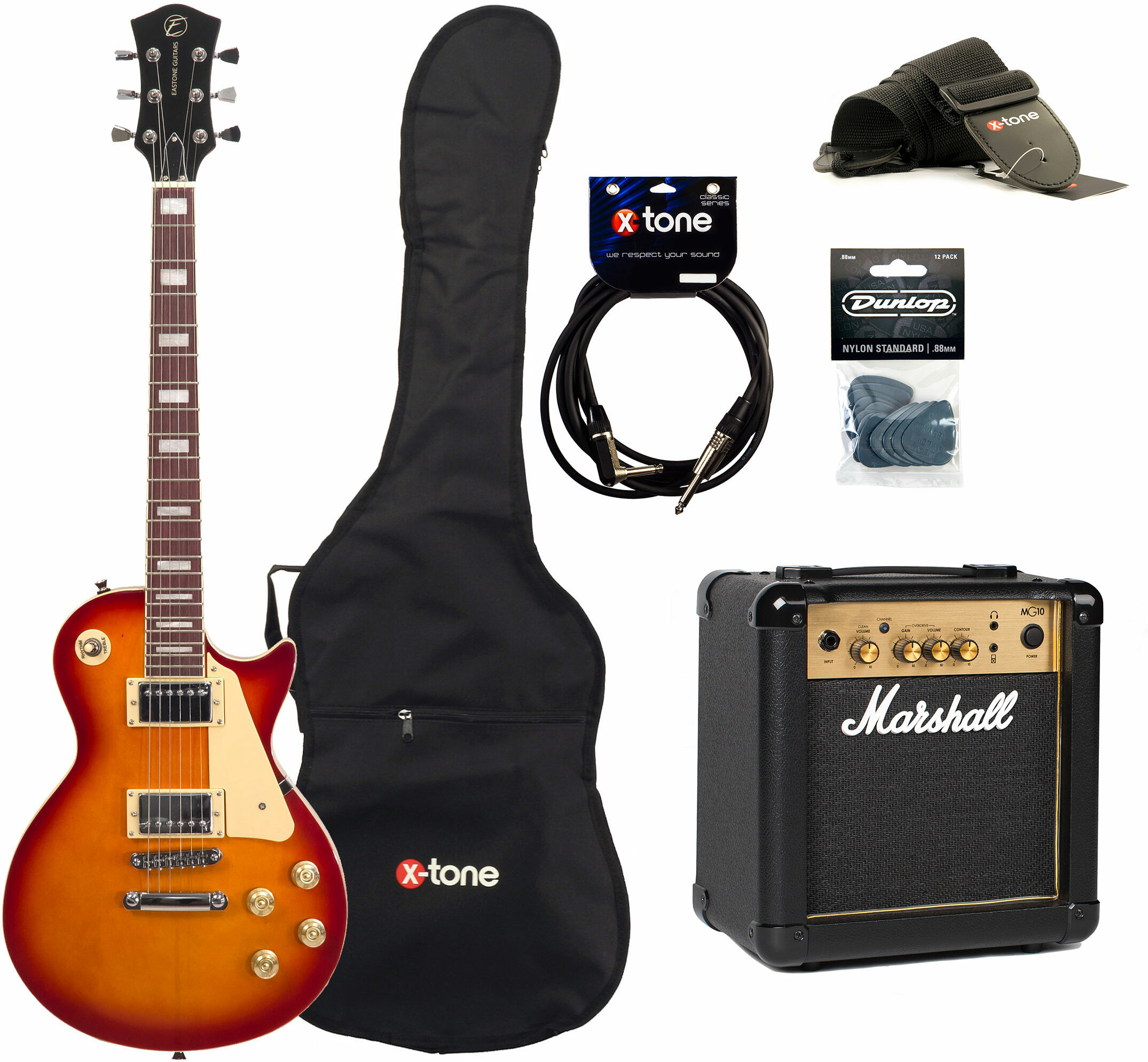 Eastone Lp100 Cs +marshall Mg10 10w +cable +mediators +housse + Mg10g Gold Combo 10 W - Cherry Sunburst - Elektrische gitaar set - Main picture