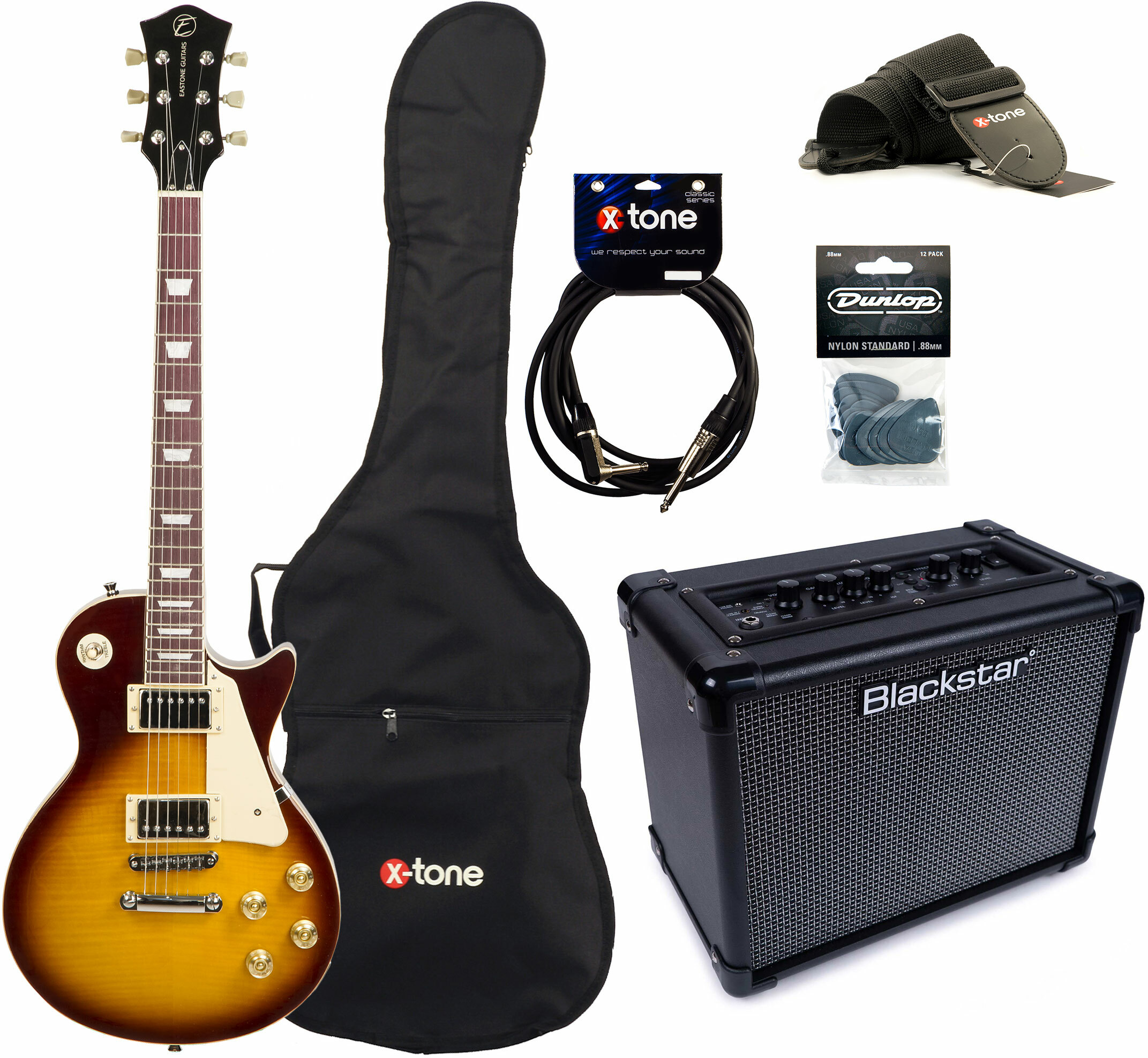 Eastone Lp200 +blackstar Id Core V3 10w +cable +mediators +housse - Honeyburst - Elektrische gitaar set - Main picture
