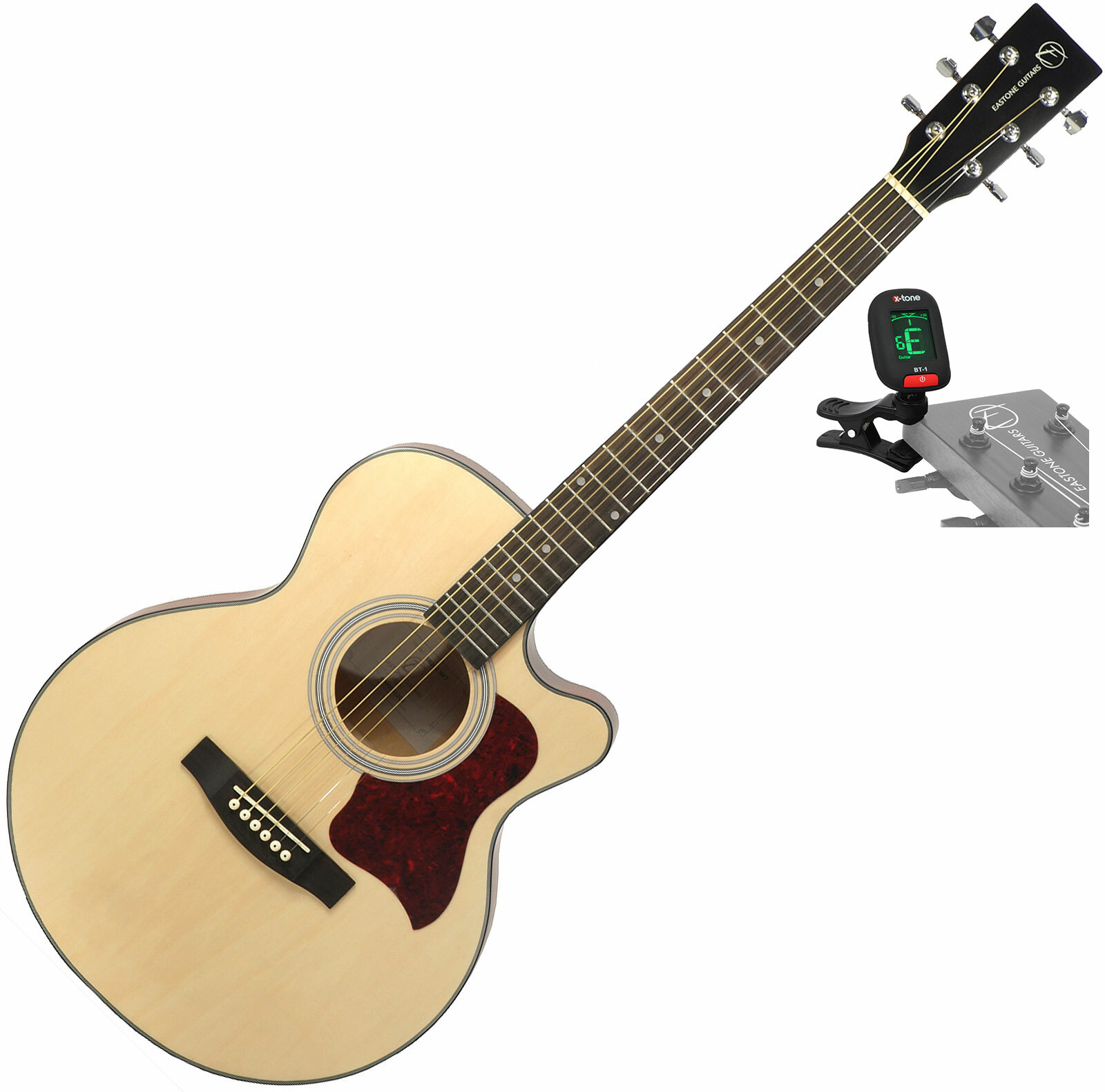 Eastone Sb20c-nat +x-tone Accordeur Clip-on - Natural - Western gitaar set - Main picture