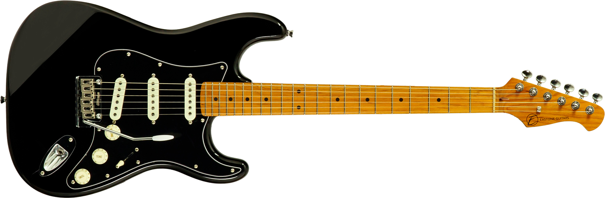 Eastone St100r-blk-mn 3s Trem Mn - Black - Elektrische gitaar in Strat vorm - Main picture