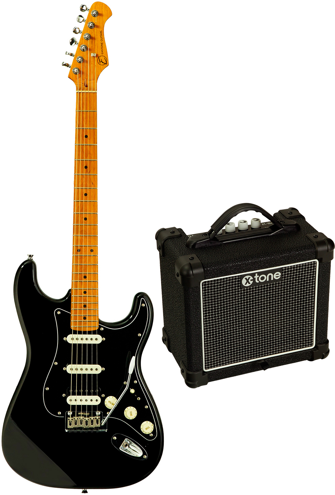 Eastone St150r-blk-rw + X-tone Xt10s Combo - Black - Elektrische gitaar set - Main picture