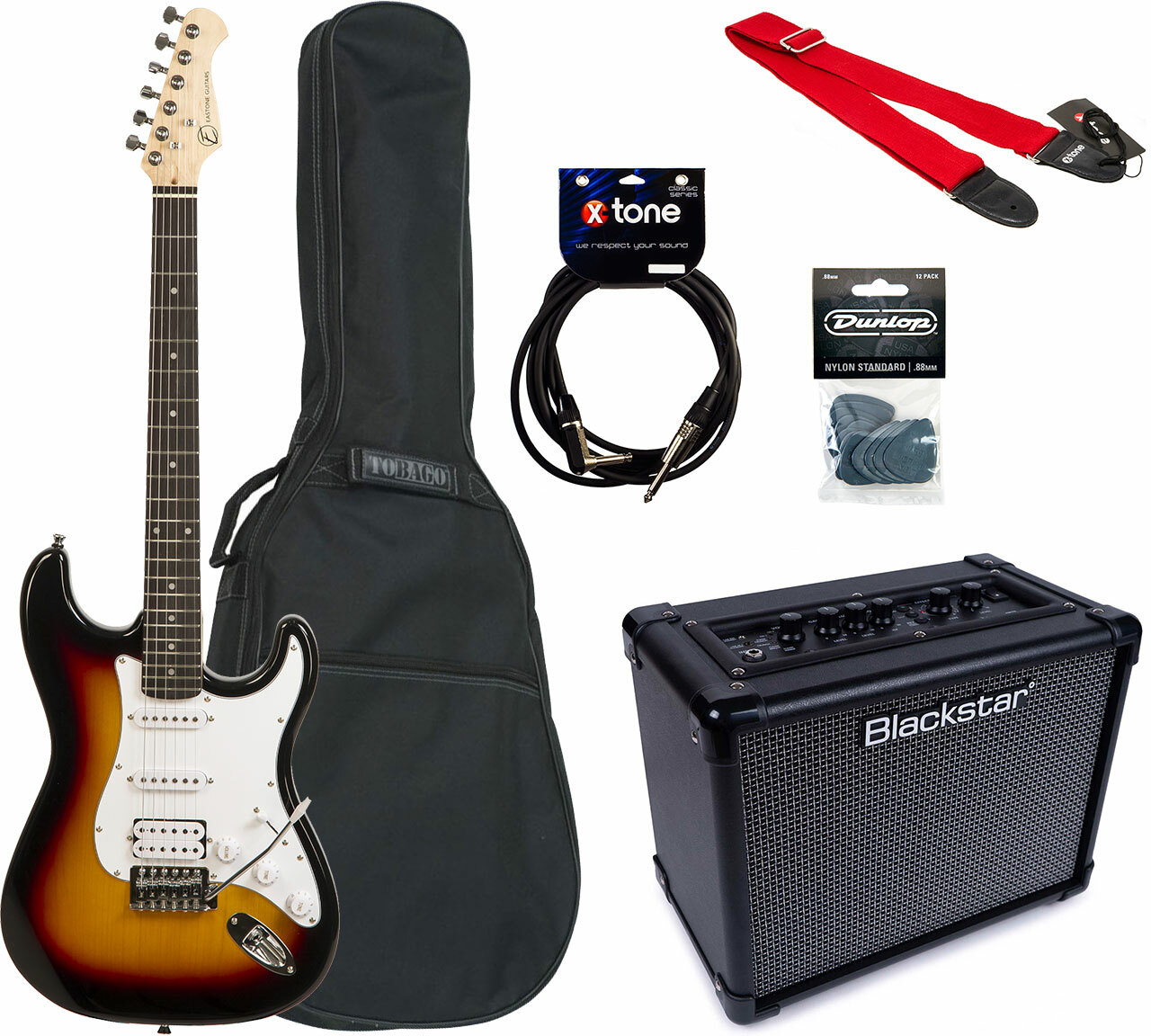 Eastone Str80t +blackstar Id:core V3 Stereo 10 +cable +mediators +housse - Sunburst - Elektrische gitaar set - Main picture