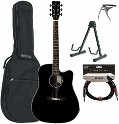 Western gitaar set Eastone DR100CE-BLK + Pack - Black