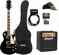 Elektrische gitaar set Eastone LP100 BLK +MARSHALL MG10 10W +CABLE +MEDIATORS +HOUSSE - Black