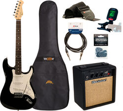 Elektrische gitaar set Eastone STR70 +Blackstar Debut 10E +Accessories - black