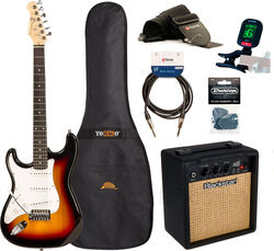 Elektrische gitaar set Eastone STR70 LH +Blackstar Debut 10E +Accessories - 3 tone sunburst
