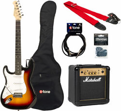 Linkshandige elektrische gitaar Eastone STR70T LH +Marshall MG10G +Accessories - Sunburst