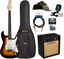 Elektrische gitaar set Eastone STR80T HSS +Blackstar Debut 10E +Accessories - 3 tone sunburst