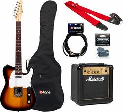 Elektrische gitaar set Eastone TL70 + MARSHALL MG10 +HOUSSE + COURROIE + CABLE + MEDIATORS - 3 tone sunburst