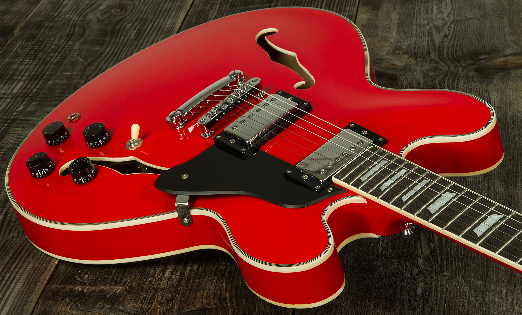 Eastone Gj70 Hh Ht Pur - Red - Semi hollow elektriche gitaar - Variation 1