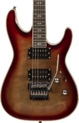 Solid body elektrische gitaar Eastone METDC100 - Black flames