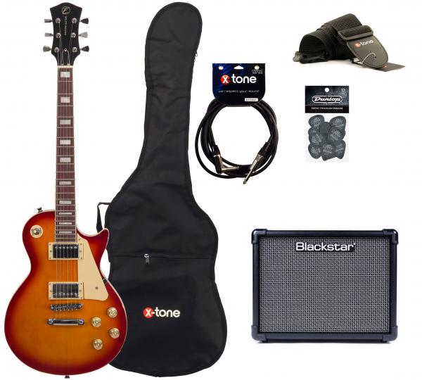 Elektrische gitaar set Eastone LP100 +Blackstar ID Core V3 10W +Accessoires - Cherry sunburst