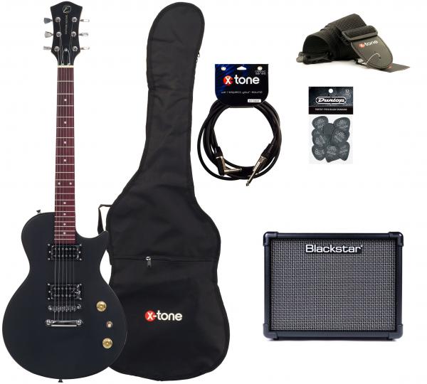 Elektrische gitaar set Eastone LPL70 +Blackstar Id Core stereo 10 V3 +Accessoires - Black satin