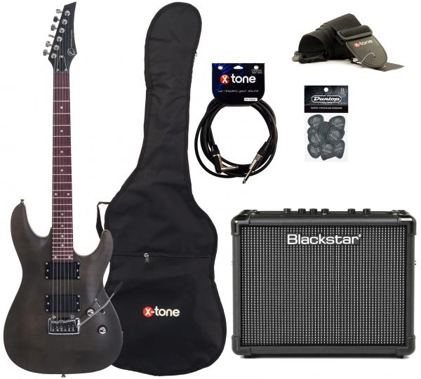 Elektrische gitaar set Eastone METDC +Blackstar Id Core Stereo 10 V3 +Accessories - Black satin