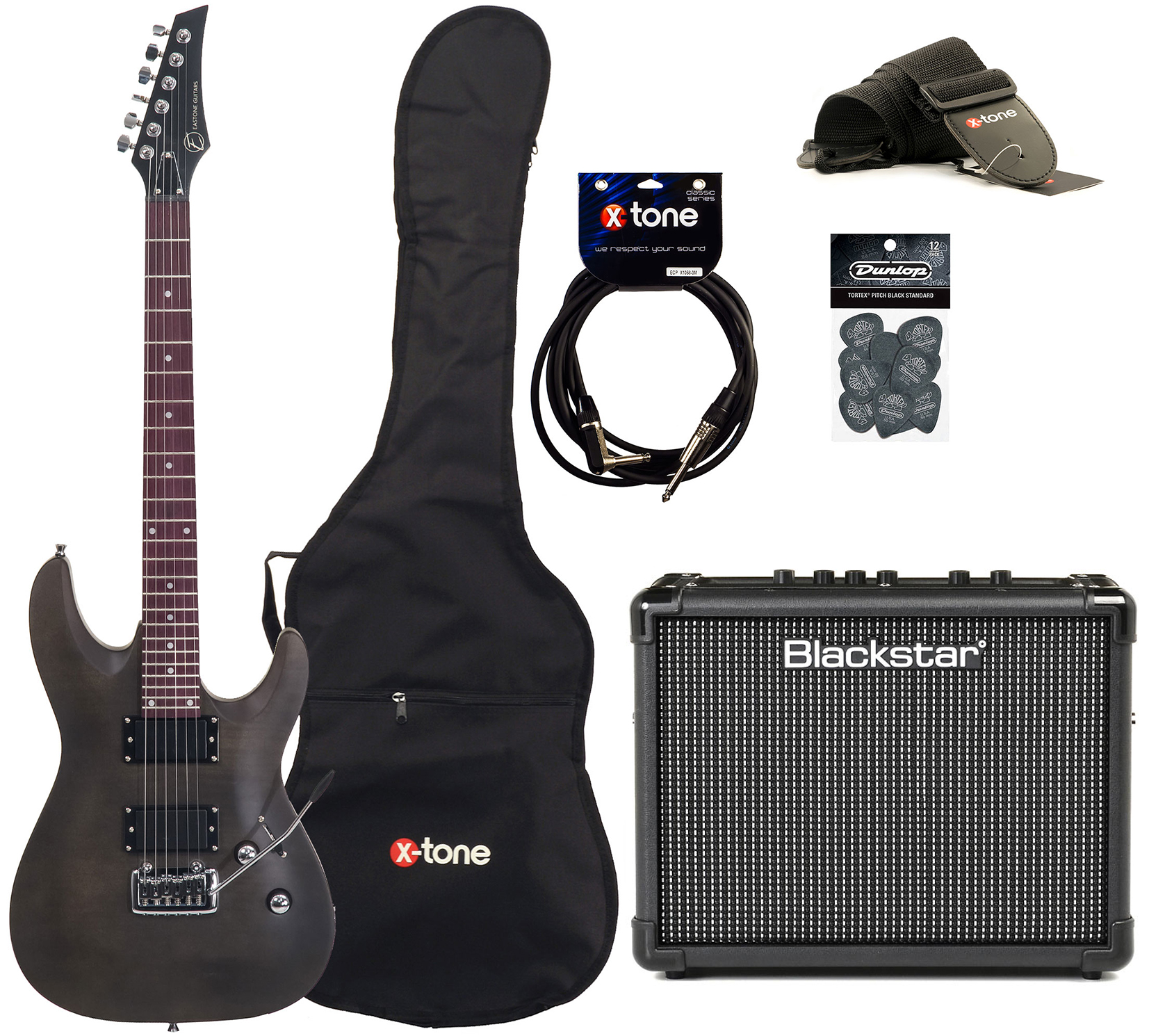 Elektrische gitaar METDC +Blackstar Id Core Stereo V3 +Accessories - black satin zwart