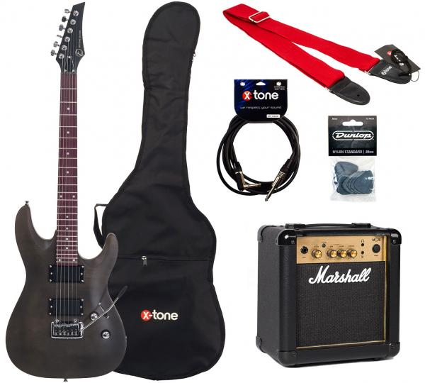 Elektrische gitaar set Eastone METDC +MARSHALL MG10 +COURROIE +HOUSSE +CABLE +MEDIATORS - Black satin