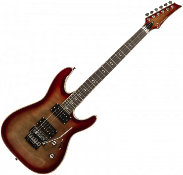 Solid body elektrische gitaar Eastone METDC100 - Black flames