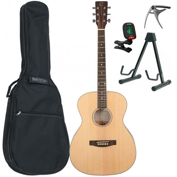 Western gitaar set Eastone OM100-NAT +X-Tone Bag Pack - Natural satin