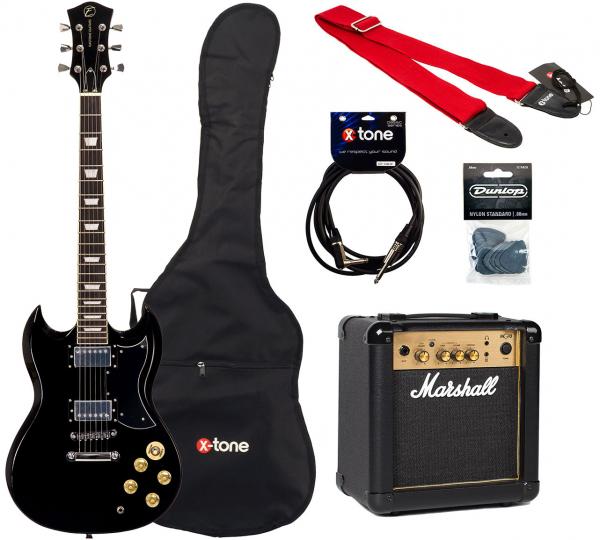Elektrische gitaar set Eastone SDC70 +Marshall MG10G Gold +Accessoires - Black