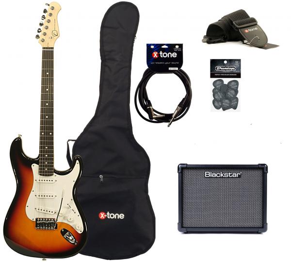 Elektrische gitaar set Eastone STR70 +Blackstar ID Core V3 10W +Accessories - 3-color sunburst
