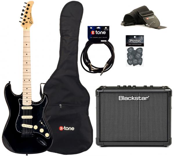 Elektrische gitaar set Eastone STR70 GIL + Blackstar ID Core 10W V3 +Accessoires - Black