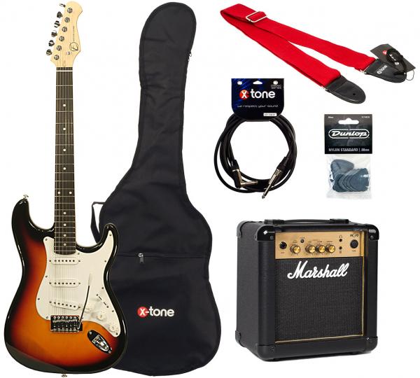 Elektrische gitaar set Eastone STR70T +Marshall MG10G +Accessories - 3 tone sunburst