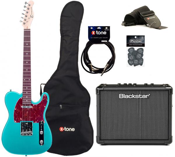 Elektrische gitaar set Eastone TL70 +Blackstar Id Core Stereo 10 V3 +Accessories - Metallic light blue