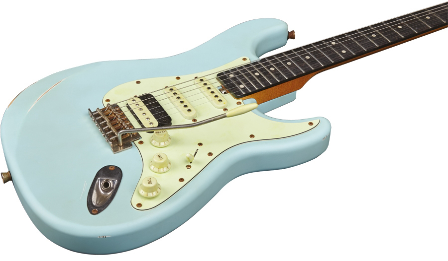Eko Aire Relic Original Hss Trem Wpc - Daphne Blue - Elektrische gitaar in Str-vorm - Variation 2