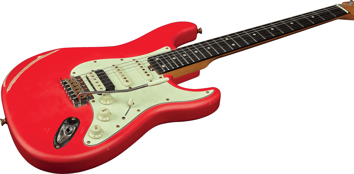Eko Aire Relic Original Hss Trem Wpc - Fiesta Red - Elektrische gitaar in Str-vorm - Variation 2