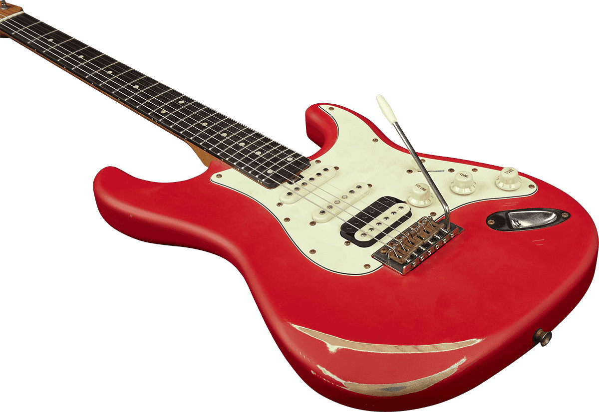Eko Aire Relic Original Hss Trem Wpc - Fiesta Red - Elektrische gitaar in Str-vorm - Variation 3