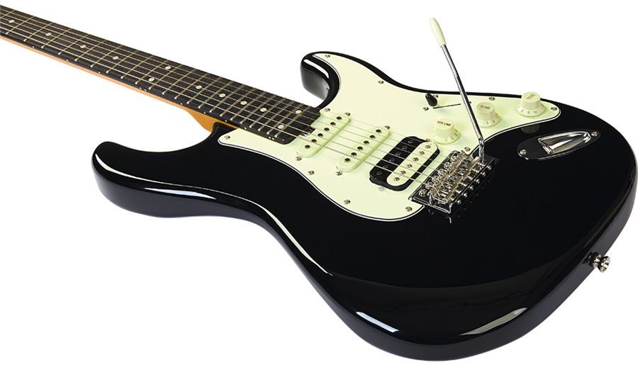 Eko Aire V-nos Original Hss Trem Wpc - Black - Elektrische gitaar in Str-vorm - Variation 3