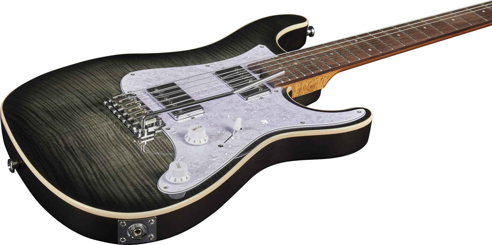 Eko Aurora 400 Trem Hh Lau - Flamed Grey Burst - Elektrische gitaar in Strat vorm - Variation 3