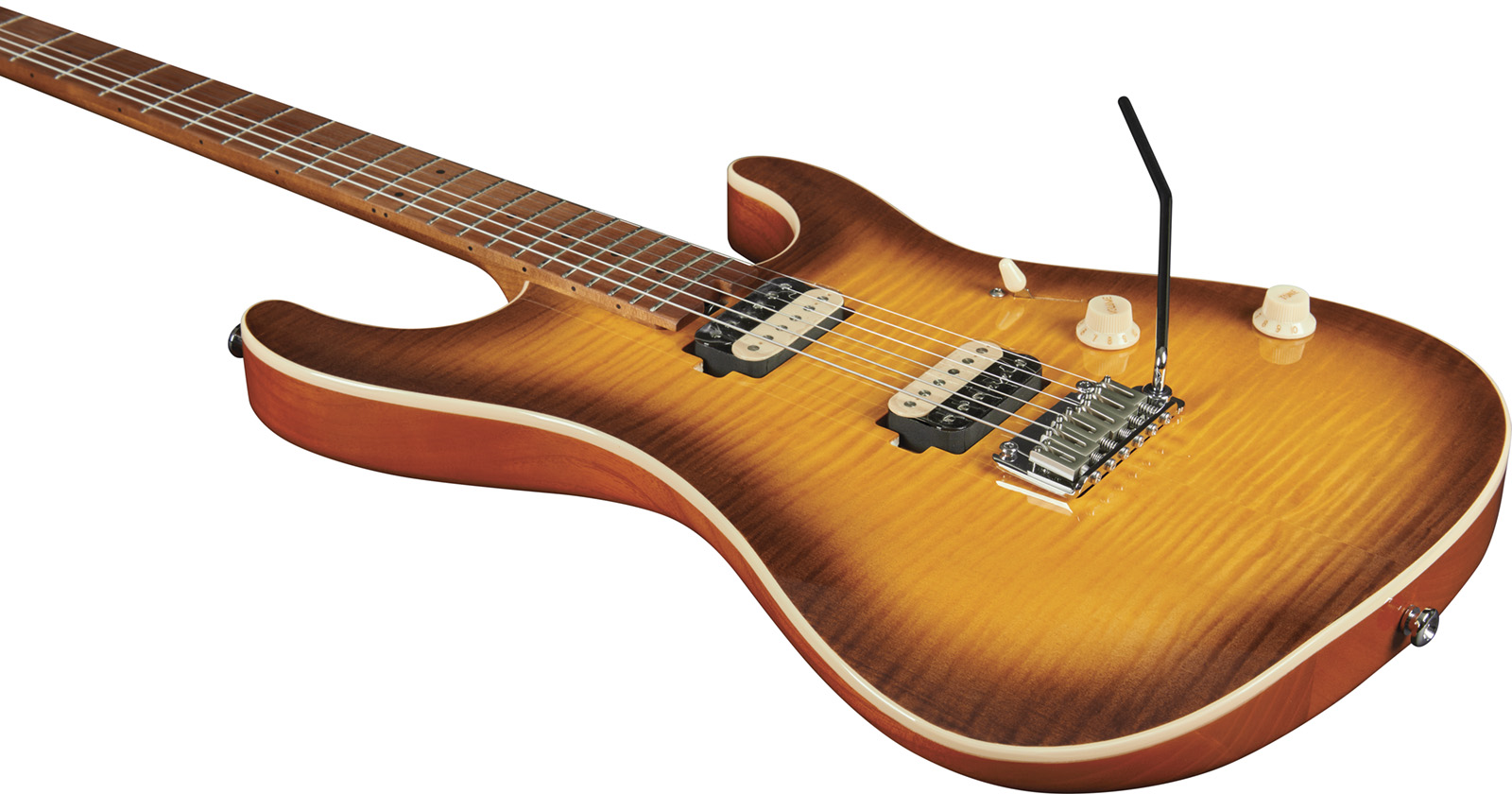 Eko Aurora 400 Trem Hh Mn - Flamed Amber Burst - Elektrische gitaar in Strat vorm - Variation 2